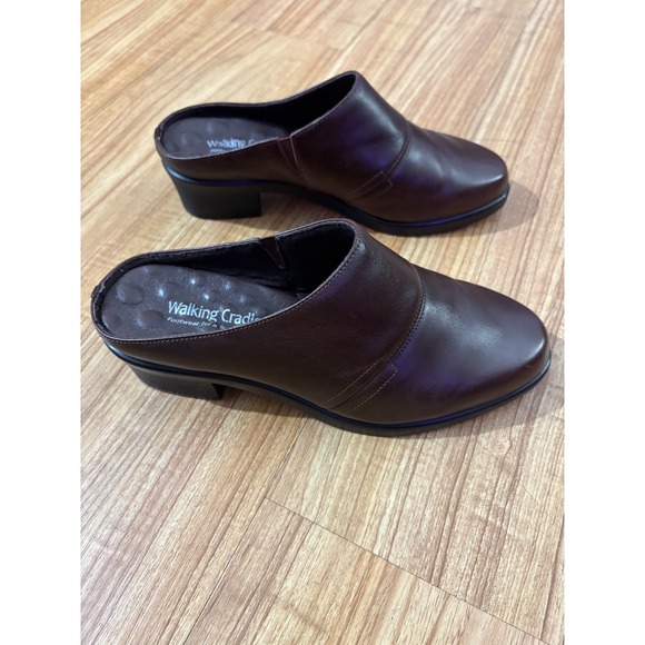 Walking Cradles Leather Mules Women's 7W Brown Slip On Clogs Caden Brown Nappa - Picture 6 of 7
